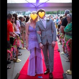 Elegant Lavender Ruffled Gown